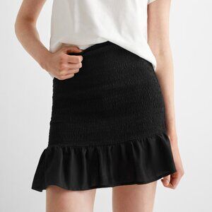VERSONA Smocked Ruffle Mini Skirt